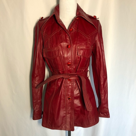 Vintage Jackets & Blazers - Vintage Red Leather Jacket
